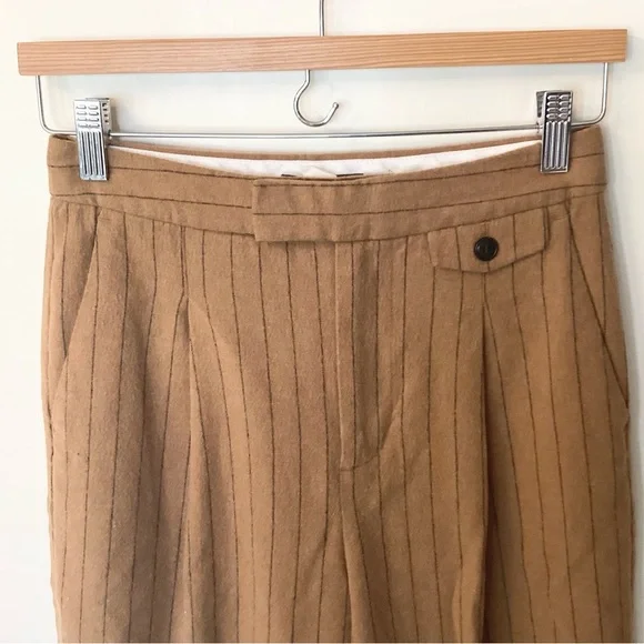 Madewell Striped Wool Blend High Rise Rosedale Straight Pant - Brown - 0 - Picture 3 of 12